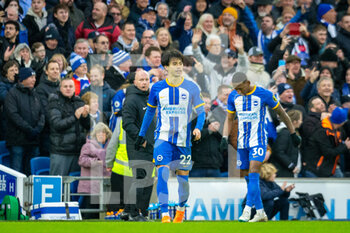 2023-01-29 - Brighton & Hove Albion midfielder Kaoru Mitoma (22) celebrates his goal 2-1 during the English FA Cup, 4th round football match between Brighton and Hove Albion and Liverpool on January 29, 2023 at the American Express Community Stadium in Brighton and Hove, England - FOOTBALL - ENGLISH CUP - BRIGHTON V LIVERPOOL - ENGLISH LEAGUE CUP - SOCCER