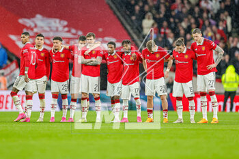 2023-04-24 - Manchester United line up for penalties during the English championship, FA Cup semi final football match between Brighton and Hove Albion and Manchester United on 23 April 2023 at Wembley Stadium in London, England - FOOTBALL - ENGLISH CUP - BRIGHTON V MANCHESTER UNITED - ENGLISH LEAGUE CUP - SOCCER