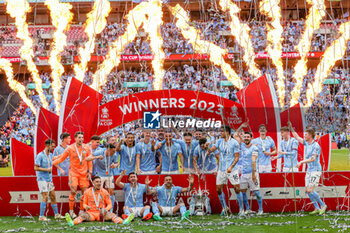 2023-06-04 - Manchester City players celebrate after winning the English FA Cup, Final football match between Manchester City and Manchester United on 3 June 2023 at Wembley Stadium in London, England - FOOTBALL - ENGLISH CUP - FINAL - MANCHESTER CITY V MANCHESTER UNITED - ENGLISH LEAGUE CUP - SOCCER