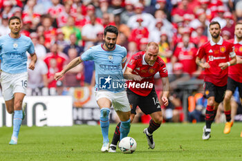 2023-06-04 - İlkay Gundogan (8) of Manchester City battles with Christian Eriksen (14) of Manchester United during the English FA Cup, Final football match between Manchester City and Manchester United on 3 June 2023 at Wembley Stadium in London, England - FOOTBALL - ENGLISH CUP - FINAL - MANCHESTER CITY V MANCHESTER UNITED - ENGLISH LEAGUE CUP - SOCCER