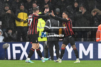 2023-11-01 - Justin Kluivert (19) of AFC Bournemouth celebrates scoring the equalising goal 1-1 during the English League Cup, EFL Carabao Cup, round of 16 football match between Bournemouth and Liverpool on 1 November 2023 at the Vitality Stadium in Bournemouth, England - FOOTBALL - ENGLISH LEAGUE CUP - BOURNEMOUTH V LIVERPOOL - ENGLISH LEAGUE CUP - SOCCER