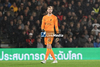 2023-11-01 - Caoimhin Kelleher (62) of Liverpool during the English League Cup, EFL Carabao Cup, round of 16 football match between Bournemouth and Liverpool on 1 November 2023 at the Vitality Stadium in Bournemouth, England - FOOTBALL - ENGLISH LEAGUE CUP - BOURNEMOUTH V LIVERPOOL - ENGLISH LEAGUE CUP - SOCCER