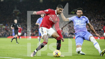 2023-01-03 - Manchester United forward Marcus Rashford (10) takes on Bournemouth defender Lloyd Kelly (5) during the English championship Premier League football match between Manchester United and Bournemouth on January 3, 2023 at Old Trafford in Manchester, England - FOOTBALL - ENGLISH CHAMP - MANCHESTER UNITED V BOURNEMOUTH - ENGLISH PREMIER LEAGUE - SOCCER