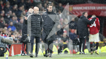 2023-01-03 - Manchester United Manager Erik ten Hag makes his displeasure felt to Fourth official David Coote as Manchester United midfielder Donny van de Beek (34) hobbles back to the dressing room during the English championship Premier League football match between Manchester United and Bournemouth on January 3, 2023 at Old Trafford in Manchester, England - FOOTBALL - ENGLISH CHAMP - MANCHESTER UNITED V BOURNEMOUTH - ENGLISH PREMIER LEAGUE - SOCCER