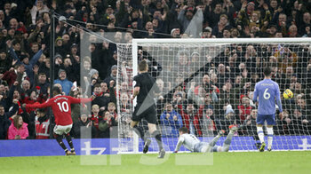 2023-01-03 - Manchester United forward Marcus Rashford (10) scores a goal 3-0 during the English championship Premier League football match between Manchester United and Bournemouth on January 3, 2023 at Old Trafford in Manchester, England - FOOTBALL - ENGLISH CHAMP - MANCHESTER UNITED V BOURNEMOUTH - ENGLISH PREMIER LEAGUE - SOCCER