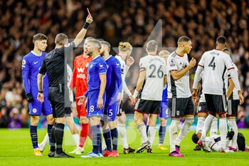 2023-01-13 - Red Card is shown to Joao Felix (11) of Chelsea during the English championship Premier League football match between Fulham and Chelsea on January 12, 2023 at Craven Cottage in London, England - FOOTBALL - ENGLISH CHAMP - FULHAM V CHELSEA - ENGLISH PREMIER LEAGUE - SOCCER
