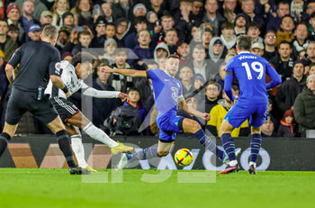 2023-01-13 - Willian (20) of Fulham scores a goal 1-0 during the English championship Premier League football match between Fulham and Chelsea on January 12, 2023 at Craven Cottage in London, England - FOOTBALL - ENGLISH CHAMP - FULHAM V CHELSEA - ENGLISH PREMIER LEAGUE - SOCCER