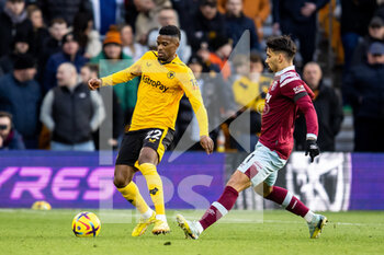 2023-01-14 - Wolverhampton Wanderers defender Nelson Semedo (22) and Lucas Paqueta of West Ham during the English championship Premier League football match between Wolverhampton Wanderers and West Ham United on January 14, 2023 at Molineux stadium in Wolverhampton, England - FOOTBALL - ENGLISH CHAMP - WOLVERHAMPTON V WEST HAM - ENGLISH PREMIER LEAGUE - SOCCER