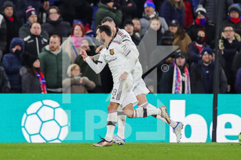2023-01-19 - Manchester United midfielder Bruno Fernandes (8) celebrates his goal 0-1 during the English championship Premier League football match between Crystal Palace and Manchester United on January 18, 2023 at Selhurst Park in London, England - FOOTBALL - ENGLISH CHAMP - CRYSTAL PALACE V MANCHESTER UNITED - ENGLISH PREMIER LEAGUE - SOCCER