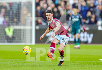 2023-01-22 - Declan Rice (41) of West Ham United during the English championship Premier League football match between West Ham United and Everton on January 21, 2023 at the London Stadium in London, England - FOOTBALL - ENGLISH CHAMP - WEST HAM V EVERTON - ENGLISH PREMIER LEAGUE - SOCCER