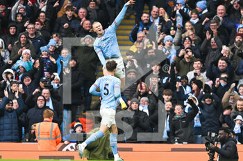 2023-01-22 - Manchester City forward Erling Haaland (9) celebrates his goal 2-0 during the English championship Premier League football match between Manchester City and Wolverhampton Wanderers on January 22, 2023 at the Etihad Stadium in Manchester, England - FOOTBALL - ENGLISH CHAMP - MANCHESTER CITY V WOLVERHAMPTON - ENGLISH PREMIER LEAGUE - SOCCER