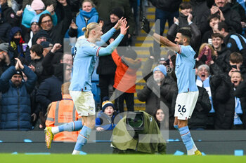 2023-01-22 - Manchester City forward Erling Haaland (9) celebrates his goal 3-0 with Riyad Mahrez during the English championship Premier League football match between Manchester City and Wolverhampton Wanderers on January 22, 2023 at the Etihad Stadium in Manchester, England - FOOTBALL - ENGLISH CHAMP - MANCHESTER CITY V WOLVERHAMPTON - ENGLISH PREMIER LEAGUE - SOCCER