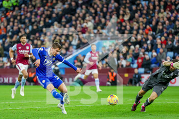 2023-02-04 - Leicester City midfielder Dennis Praet (26) scores a goal to make the score 2-4 during the English championship Premier League football match between Aston Villa and Leicester City on February 4, 2023 at Villa Park in Birmingham, England - FOOTBALL - ENGLISH CHAMP - ASTON VILLA V LEICESTER - ENGLISH PREMIER LEAGUE - SOCCER