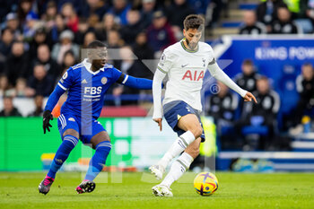 2023-02-11 - Tottenham Hotspur midfielder Rodrigo Bentancur and Leicester City midfielder Nampalys Mendy during the English championship Premier League football match between Leicester City and Tottenham Hotspur on February 11, 2023 at the King Power Stadium in Leicester, England - FOOTBALL - ENGLISH CHAMP - LEICESTER V TOTTENHAM - ENGLISH PREMIER LEAGUE - SOCCER