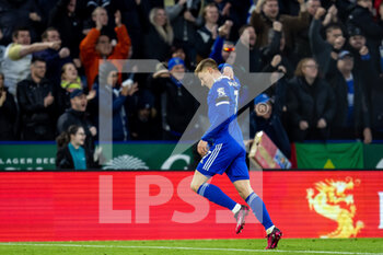 2023-02-11 - Leicester City midfielder Harvey Barnes (7) scores and celebrates 4-1 during the English championship Premier League football match between Leicester City and Tottenham Hotspur on February 11, 2023 at the King Power Stadium in Leicester, England - FOOTBALL - ENGLISH CHAMP - LEICESTER V TOTTENHAM - ENGLISH PREMIER LEAGUE - SOCCER