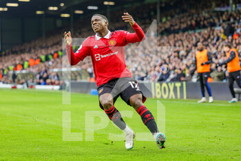 2023-02-13 - Tyrell Malacia (12) of Manchester United reacts during the English championship Premier League football match between Leeds United and Manchester United on February 12, 2023 at Elland Road in Leeds, England - FOOTBALL - ENGLISH CHAMP - LEEDS V MANCHESTER UNITED - ENGLISH PREMIER LEAGUE - SOCCER