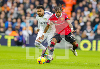 2023-02-13 - Fred (17) of Manchester United and Weston McKennie of Leeds during the English championship Premier League football match between Leeds United and Manchester United on February 12, 2023 at Elland Road in Leeds, England - FOOTBALL - ENGLISH CHAMP - LEEDS V MANCHESTER UNITED - ENGLISH PREMIER LEAGUE - SOCCER