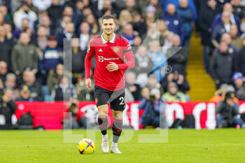 2023-02-13 - Diogo Dalot (20) of Manchester United during the English championship Premier League football match between Leeds United and Manchester United on February 12, 2023 at Elland Road in Leeds, England - FOOTBALL - ENGLISH CHAMP - LEEDS V MANCHESTER UNITED - ENGLISH PREMIER LEAGUE - SOCCER