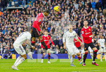 2023-02-13 - Marcus Rashford (10) of Manchester United scores a goal 0-1 during the English championship Premier League football match between Leeds United and Manchester United on February 12, 2023 at Elland Road in Leeds, England - FOOTBALL - ENGLISH CHAMP - LEEDS V MANCHESTER UNITED - ENGLISH PREMIER LEAGUE - SOCCER