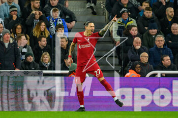 2023-02-18 - Darwin Nunez of Liverpool celebrates a goal 0-1 during the English championship Premier League football match between Newcastle United and Liverpool on February 18, 2023 at St James’ Park in Newcastle, England - FOOTBALL - ENGLISH CHAMP - NEWCASTLE V LIVERPOOL - ENGLISH PREMIER LEAGUE - SOCCER
