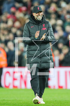 2023-03-06 - Liverpool Manager Jurgen Klopp celebrates at full time during the English championship Premier League football match between Liverpool and Manchester United on 5 March 2023 at Anfield in Liverpool, England - FOOTBALL - ENGLISH CHAMP - LIVERPOOL V MANCHESTER UNITED - ENGLISH PREMIER LEAGUE - SOCCER