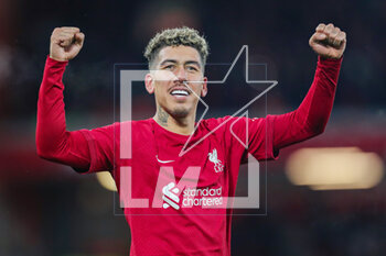2023-03-06 - Liverpool forward Roberto Firmino (9) scores a goal 7-0 and celebrates during the English championship Premier League football match between Liverpool and Manchester United on 5 March 2023 at Anfield in Liverpool, England - FOOTBALL - ENGLISH CHAMP - LIVERPOOL V MANCHESTER UNITED - ENGLISH PREMIER LEAGUE - SOCCER