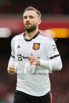 2023-03-06 - Manchester United defender Luke Shaw during the English championship Premier League football match between Liverpool and Manchester United on 5 March 2023 at Anfield in Liverpool, England - FOOTBALL - ENGLISH CHAMP - LIVERPOOL V MANCHESTER UNITED - ENGLISH PREMIER LEAGUE - SOCCER