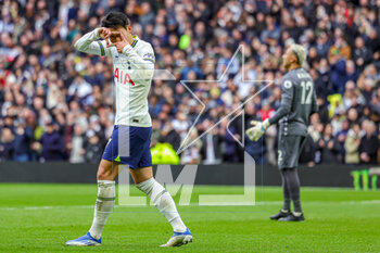 12/03/2023 - Son Heung-Min (7) of Tottenham Hotspur scores a goal and celebrates 3-0 during the English championship Premier League football match between Tottenham Hotspur and Nottingham Forest on 11 March 2023 at Tottenham Hotspur Stadium in London, England - FOOTBALL - ENGLISH CHAMP - TOTTENHAM V NOTTINGHAM FOREST - ENGLISH PREMIER LEAGUE - CALCIO