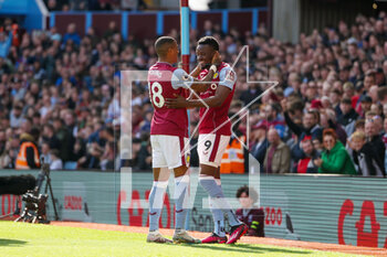 2023-04-08 - Aston Villa forward Bertrand Traore (9) scores a goal and celebrates 1-0 during the English championship Premier League football match between Aston Villa and Nottingham Forest on 8 April 2023 at Villa Park in Birmingham, England - FOOTBALL - ENGLISH CHAMP - ASTON VILLA V NOTTINGHAM FOREST - ENGLISH PREMIER LEAGUE - SOCCER