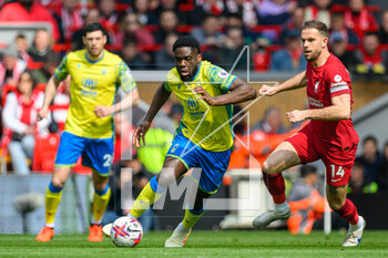 2023-04-22 - Orel Mangala of Nottingham Forest and Jordan Henderson of Liverpool during the English championship Premier League football match between Liverpool and Nottingham Forest on 22 April 2023 at Anfield stadium in Liverpool, England - FOOTBALL - ENGLISH CHAMP - LIVERPOOL V NOTTINGHAM FOREST - ENGLISH PREMIER LEAGUE - SOCCER