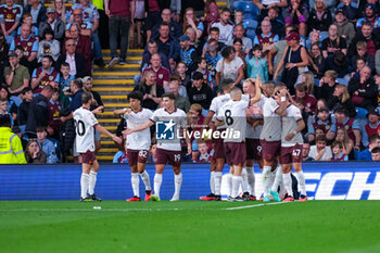 2023-08-11 - Manchester City forward Erling Haaland (9) scores a goal and celebrates to make the score 0-2 during the English championship Premier League football match between Burnley and Manchester City on 11 August 2023 at Turf Moor in Burnley, England - FOOTBALL - ENGLISH CHAMP - BURNLEY V MANCHESTER CITY - ENGLISH PREMIER LEAGUE - SOCCER