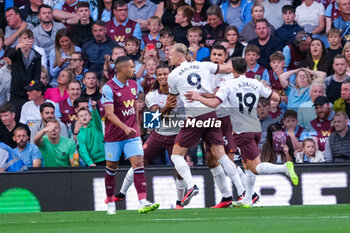 2023-08-11 - Manchester City forward Erling Haaland (9) scores a goal and celebrates to make the score 0-1 during the English championship Premier League football match between Burnley and Manchester City on 11 August 2023 at Turf Moor in Burnley, England - FOOTBALL - ENGLISH CHAMP - BURNLEY V MANCHESTER CITY - ENGLISH PREMIER LEAGUE - SOCCER