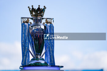 2023-08-11 - Premier League trophy on display for Sky Sports during the English championship Premier League football match between Burnley and Manchester City on 11 August 2023 at Turf Moor in Burnley, England - FOOTBALL - ENGLISH CHAMP - BURNLEY V MANCHESTER CITY - ENGLISH PREMIER LEAGUE - SOCCER