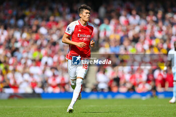 2023-08-12 - Arsenal defender Takehiro Tomiyasu during the English championship Premier League football match between Arsenal and Nottingham Forest on 12 August 2023 at the Emirates Stadium in London, England - FOOTBALL - ENGLISH CHAMP - ARSENAL V NOTTINGHAM - ENGLISH PREMIER LEAGUE - SOCCER
