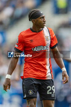 2023-08-12 - Luton Town defender Amari'i Bell during the English championship Premier League football match between Brighton and Hove Albion and Luton Town on 12 August 2023 at the American Express Community Stadium in Brighton and Hove, England - FOOTBALL - ENGLISH CHAMP - BRIGHTON V LUTON TOWN - ENGLISH PREMIER LEAGUE - SOCCER