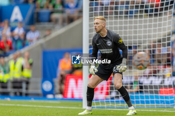 2023-08-12 - Brighton & Hove Albion goalkeeper Jason Steele during the English championship Premier League football match between Brighton and Hove Albion and Luton Town on 12 August 2023 at the American Express Community Stadium in Brighton and Hove, England - FOOTBALL - ENGLISH CHAMP - BRIGHTON V LUTON TOWN - ENGLISH PREMIER LEAGUE - SOCCER