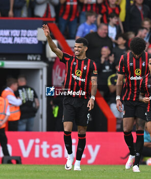 2023-08-12 - Dominic Solanke (9) of AFC Bournemouth celebrates scoring the equalising goal 1-1 during the English championship Premier League football match between Bournemouth and West Ham United on 12 August 2023 at the Vitality Stadium in Bournemouth, England - FOOTBALL - ENGLISH CHAMP - BOURNEMOUTH V WEST HAM - ENGLISH PREMIER LEAGUE - SOCCER