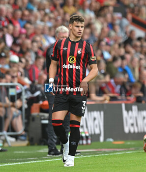 2023-08-12 - Milos Kerkez (3) of AFC Bournemouth during the English championship Premier League football match between Bournemouth and West Ham United on 12 August 2023 at the Vitality Stadium in Bournemouth, England - FOOTBALL - ENGLISH CHAMP - BOURNEMOUTH V WEST HAM - ENGLISH PREMIER LEAGUE - SOCCER