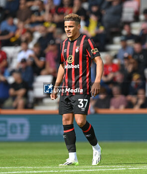 2023-08-12 - Max Aarons (37) of AFC Bournemouth during the English championship Premier League football match between Bournemouth and West Ham United on 12 August 2023 at the Vitality Stadium in Bournemouth, England - FOOTBALL - ENGLISH CHAMP - BOURNEMOUTH V WEST HAM - ENGLISH PREMIER LEAGUE - SOCCER
