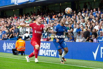 2023-08-13 - Liverpool midfielder Alexis Mac Allister (10) battles with Chelsea midfielder Raheem Sterling (7) during the English championship Premier League football match between Chelsea and Liverpool on 13 August 2023 at Stamford Bridge in London, England - FOOTBALL - ENGLISH CHAMP - CHELSEA V LIVERPOOL - ENGLISH PREMIER LEAGUE - SOCCER