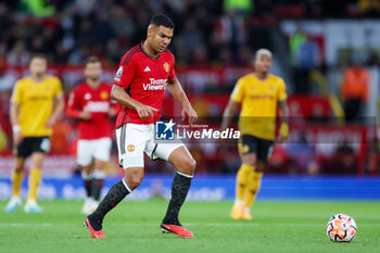 2023-08-14 - Manchester United midfielder Casemiro during the English championship Premier League football match between Manchester United and Wolverhampton Wanderers on 14 August 2023 at Old Trafford in Manchester, England - FOOTBALL - ENGLISH CHAMP - MANCHESTER UNITED V WOLVERHAMPTON - ENGLISH PREMIER LEAGUE - SOCCER