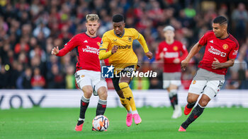 2023-08-14 - Wolverhampton Wanderers defender Nelson Semedo and Mason Mount, Casemiro of Manchester United during the English championship Premier League football match between Manchester United and Wolverhampton Wanderers on 14 August 2023 at Old Trafford in Manchester, England - FOOTBALL - ENGLISH CHAMP - MANCHESTER UNITED V WOLVERHAMPTON - ENGLISH PREMIER LEAGUE - SOCCER