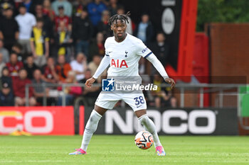 2023-08-26 - Destiny Udogie (38) of Tottenham Hotspur during the English championship Premier League football match between Bournemouth and Tottenham Hotspur on 26 August 2023 at the Vitality Stadium in Bournemouth, England - FOOTBALL - ENGLISH CHAMP - BOURNEMOUTH V TOTTENHAM - ENGLISH PREMIER LEAGUE - SOCCER