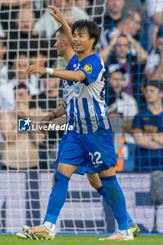 2023-09-02 - Brighton & Hove Albion midfielder Kaoru Mitoma (22) celebrating the goal from Brighton during the Premier League match between Brighton and Hove Albion and Newcastle United at the American Express Stadium, Brighton and Hove, England on 2 September 2023. Photo Jane Stokes / Pro Sports Images / DPPI - FOOTBALL - ENGLISH CHAMP - BRIGHTON V NEWCASTLE - ENGLISH PREMIER LEAGUE - SOCCER