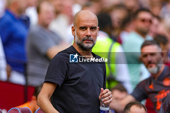 2023-09-16 - Pep Guardiola Manager of Manchester City during the Premier League match between West Ham United and Manchester City at the London Stadium, London, England on 16 September 2023. Photo Nigel Keene/ProSportsImages / DPPI - FOOTBALL - ENGLISH CHAMP - WEST HAM V MANCHESTER CITY - ENGLISH PREMIER LEAGUE - SOCCER