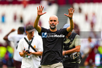 2023-09-16 - Pep Guardiola Manager of Manchester City thanks fans during the Premier League match between West Ham United and Manchester City at the London Stadium, London, England on 16 September 2023. Photo Nigel Keene/ProSportsImages / DPPI - FOOTBALL - ENGLISH CHAMP - WEST HAM V MANCHESTER CITY - ENGLISH PREMIER LEAGUE - SOCCER