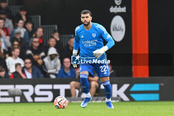 2023-09-30 - David Raya (22) of Arsenal during the English championship Premier League football match between Bournemouth and Arsenal on 30 September 2023 at the Vitality Stadium in Bournemouth, England - FOOTBALL - ENGLISH CHAMP - BOURNEMOUTH V ARSENAL - ENGLISH PREMIER LEAGUE - SOCCER
