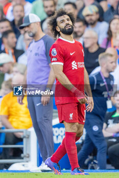 2023-10-08 - Liverpool forward Mohamed Salah during the English championship Premier League football match between Brighton and Hove Albion and Liverpool on 8 October 2023 at the American Express Stadium in Brighton and Hove, England - FOOTBALL - ENGLISH CHAMP - BRIGHTON V LIVERPOOL - ENGLISH PREMIER LEAGUE - SOCCER