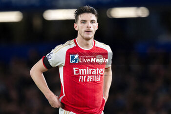 2023-10-21 - Arsenal midfielder Declan Rice during the English championship Premier League football match between Chelsea and Arsenal on 21 October 2023 at Stamford Bridge in London, England - FOOTBALL - ENGLISH CHAMP - CHELSEA V ARSENAL - ENGLISH PREMIER LEAGUE - SOCCER