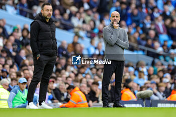 2023-10-21 - Pep Guardiola Manager of Manchester City during the English championship Premier League football match between Manchester City and Brighton and Hove Albion on 21 October 2023 at the Etihad Stadium in Manchester, England - FOOTBALL - ENGLISH CHAMP - MANCHESTER CITY V BRIGHTON - ENGLISH PREMIER LEAGUE - SOCCER